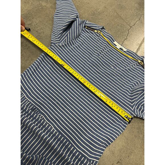 Boden Janie Stripe A-Line Dress Navy Grey Pockets 3/4 Sleeves Size 10L Women's - Picture 2 of 5